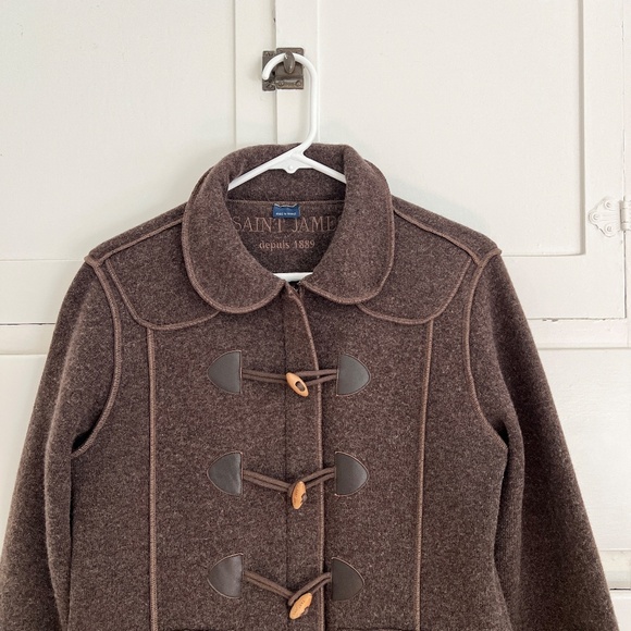 Saint James Wool Toggle Zip Jacket Brown Size Small Made in France - Picture 2 of 11